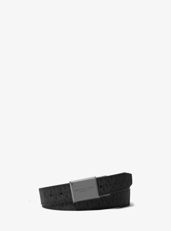 Panske Opasky Michael Kors Reversible Logo and Leather Čierne Hnede - Doplnky Michael Kors Vypredaj | VUKOC-9486